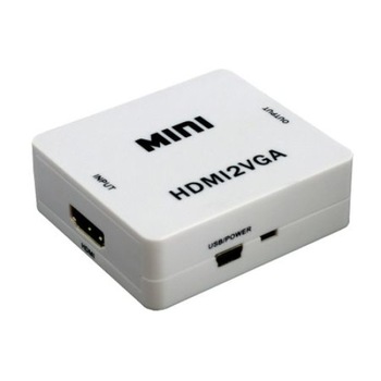 Adaptor mini convertor HDMI la VGA Full HD 1080p video si audio stereo, alb Adaptor mini convertor HDMI la VGA Full HD 1080p video si audio stereo, alb