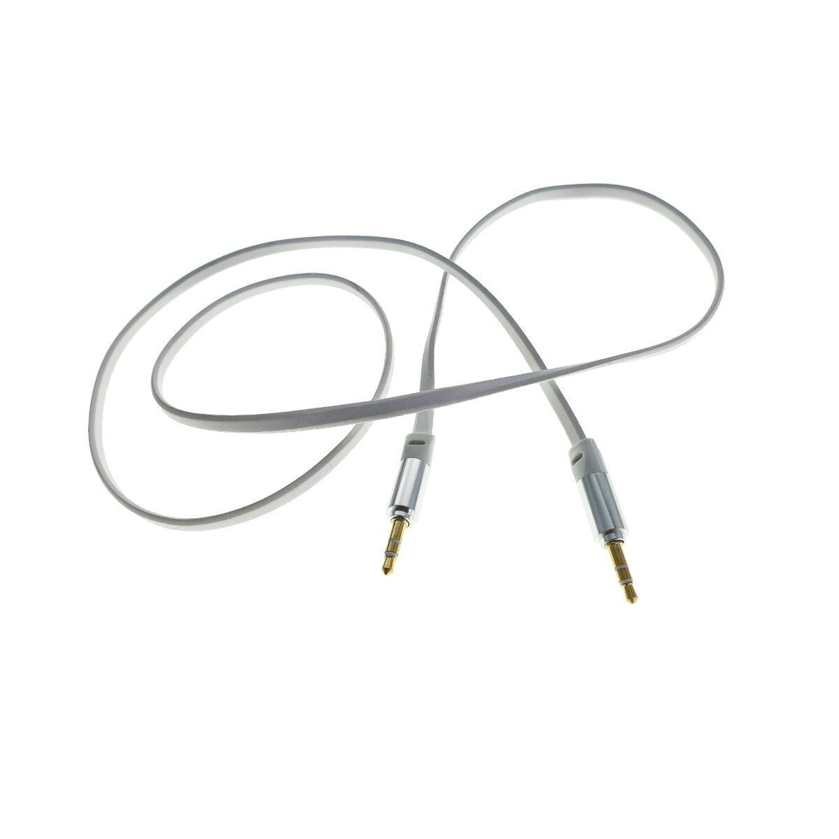 Cablu Audio jack 3.5mm tata la jack 3.5mm tata, stereo, 90cm, siliconic plat, alb