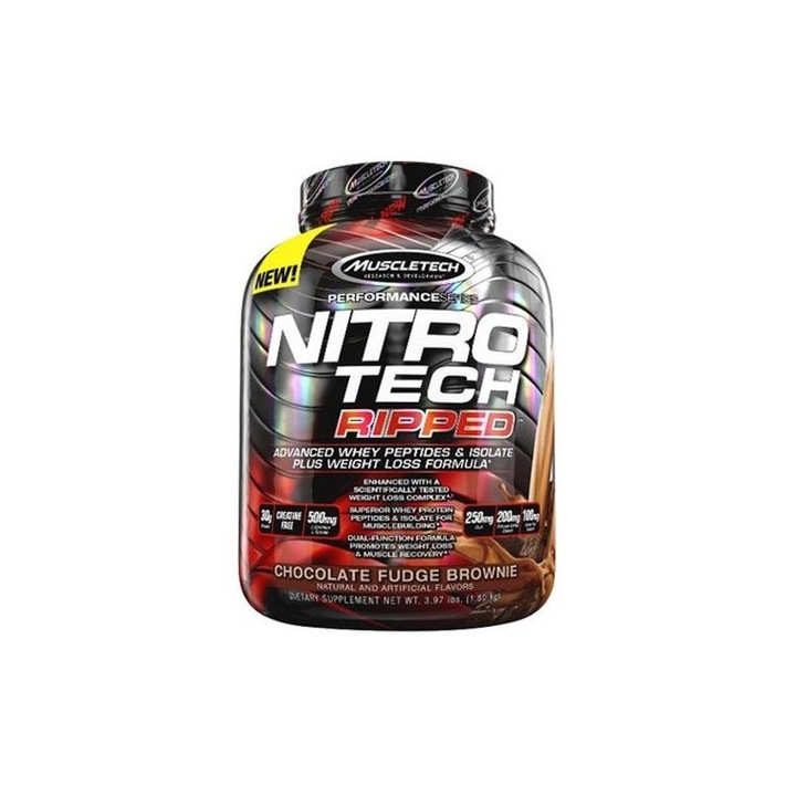 Proteina izolata din zer Nitro Tech Ripped, Muscletech, 1.8kg, ciocolata
