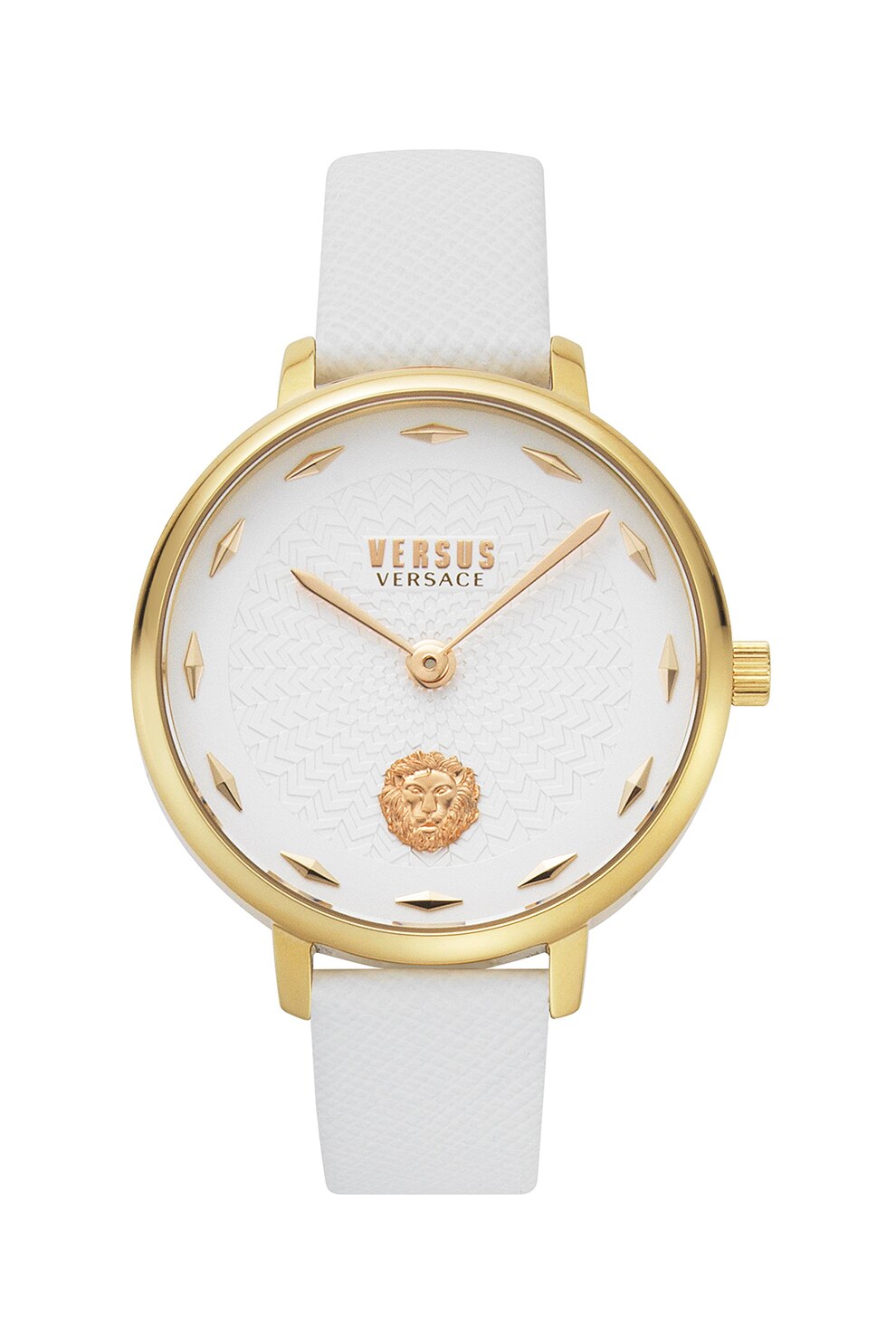 VERSUS VERSACE, Ceas cu o curea de piele La Villette, 36 mm, Alb/Auriu
