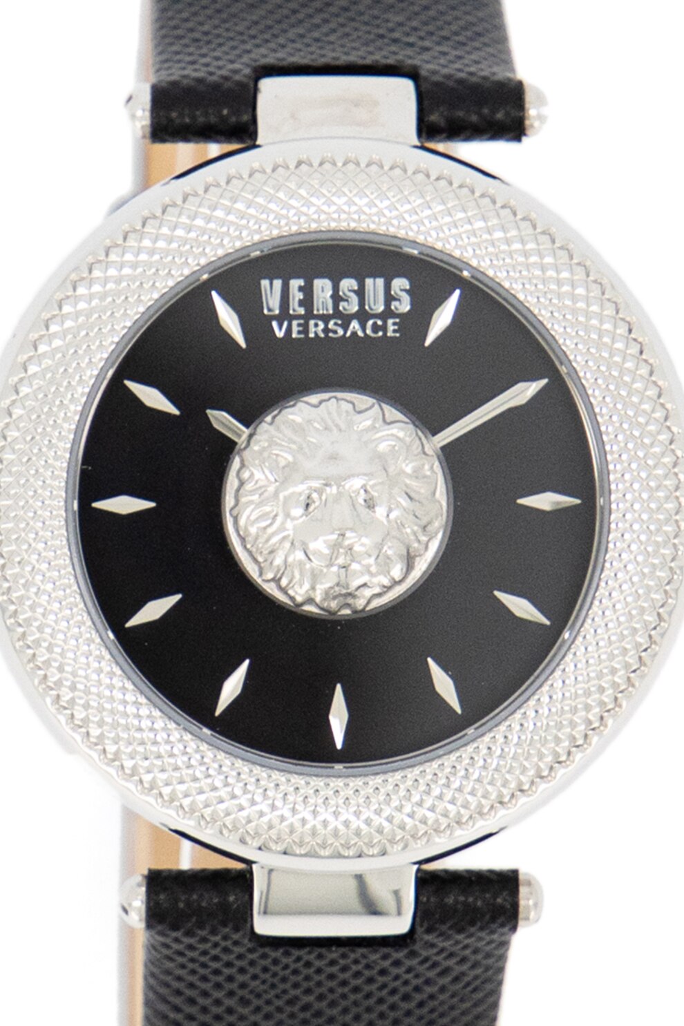 VERSUS VERSACE, Brick Lane bőrszíjas karóra, Fekete/Ezüstszín - eMAG.hu