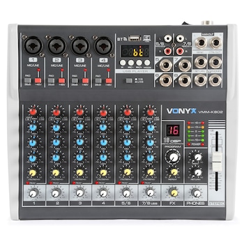Mixer analog pasiv 8x canale Bluetooth USB/ DSP/48V Vonyx Mixer analog pasiv 8x canale Bluetooth USB/ DSP/48V Vonyx