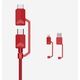 Cablu multifunctional XTAR PDC-3 3A, rosu,1.2m, Tip-C, Micro USB, Lightning Mac, USB-A