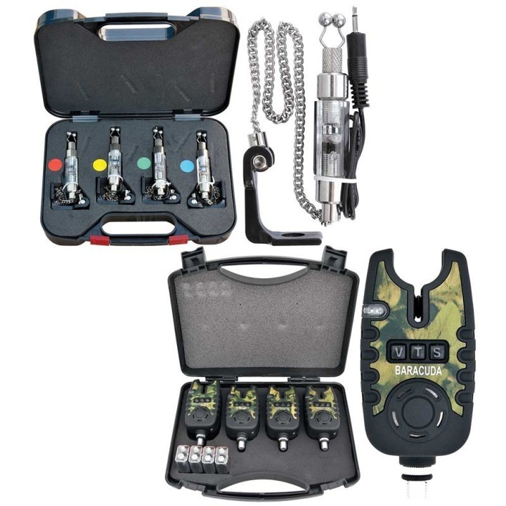 Baracuda kapásjelző szett, 4 db világítós swinger, 4 db TLI21 riasztó, hordtáska