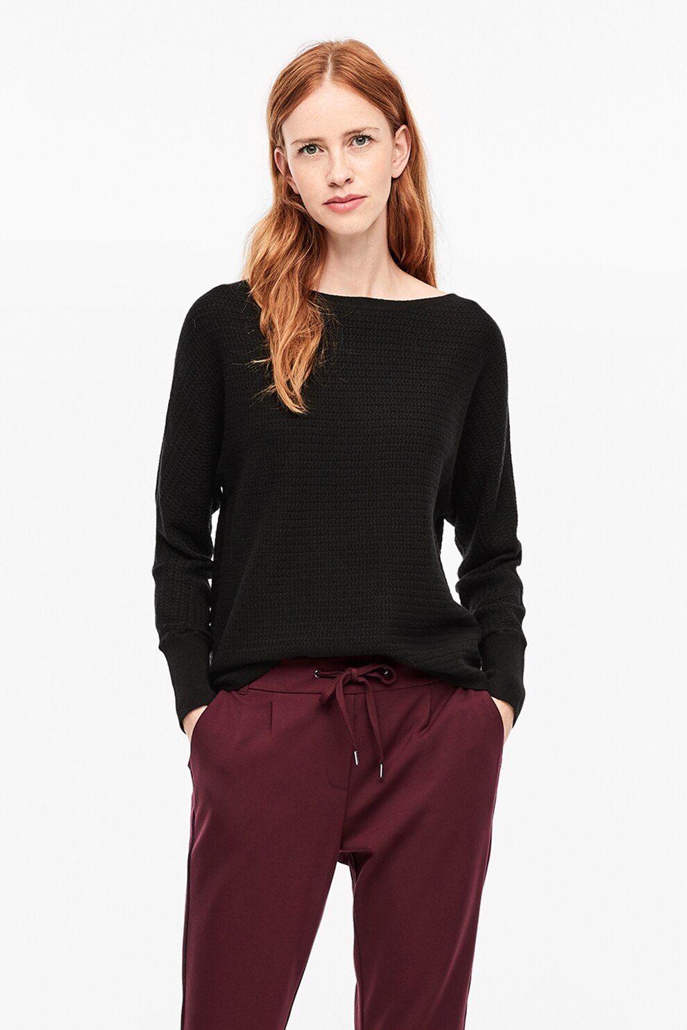 s.Oliver, Pulover cu maneci tip liliac, Gri inchis, XS