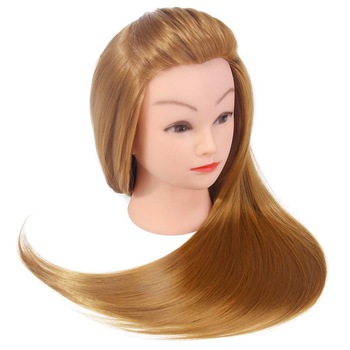 Cap practica manechin salon frizerie coafor Lung Des Natural 55cm Blond Inchis Auriu Cap practica manechin salon frizerie coafor Lung Des Natural 55cm Blond Inchis Auriu