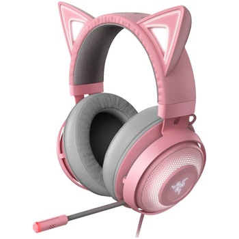 Casti gaming Razer Kraken 2019 Kitty Edition, multiplatforma, Roz Quartz Casti gaming Razer Kraken 2019 Kitty Edition, multiplatforma, Roz Quartz