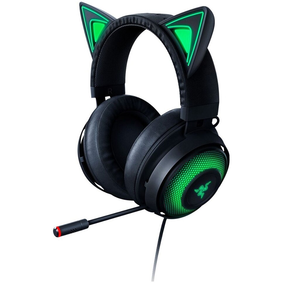 Casti gaming Razer Kraken 2019 Kitty Edition, multiplatforma, Negru