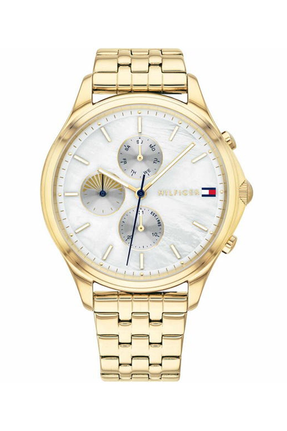 Tommy Hilfiger, Ceas analog cu cadran mother of pearl, Auriu