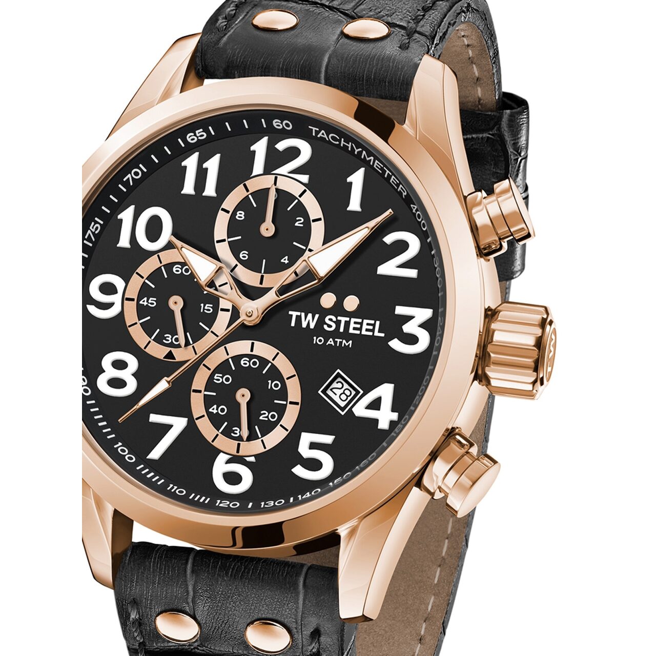 Ceas barbatesc TW-Steel VS74 Volante Cronograf, 48mm, 10ATM, Auriu