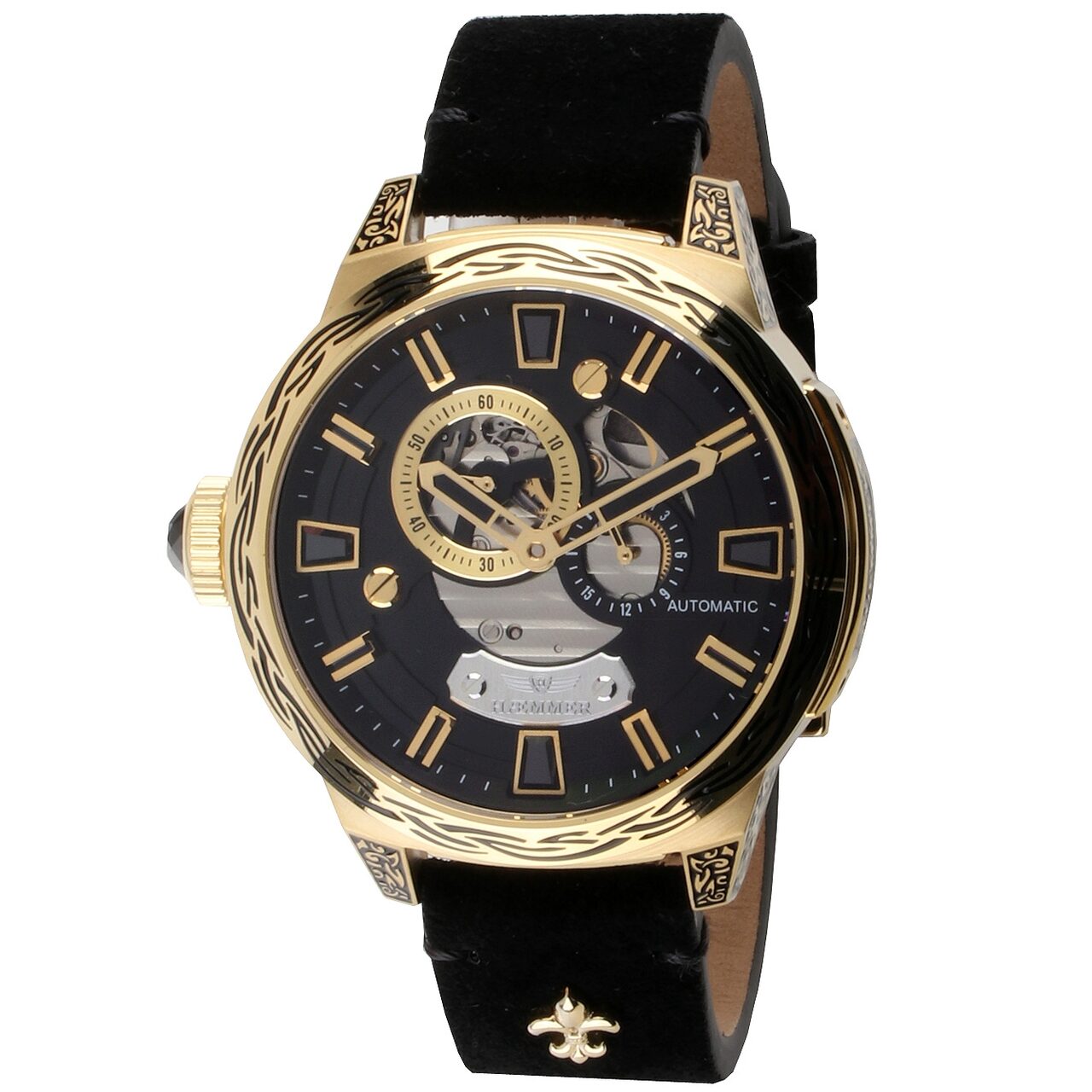 Ceas Unisex Haemmer RD-500 Rebellious Black Rock Automatic Editie Limitata 99 Bucati, 45mm, 10ATM, Auriu