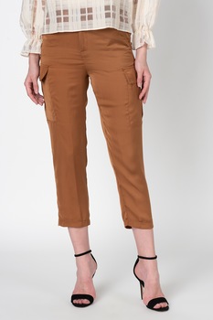 Liu Jo, Pantaloni crop cu buzunare oblice, Maro caramel, M Liu Jo, Pantaloni crop cu buzunare oblice, Maro caramel, M
