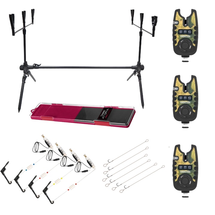 Set Rod-pod FL echipat cu Avertizori, Swingere, Set 6 Monturi Delphin si Cutie Monturi Delphin Atoma