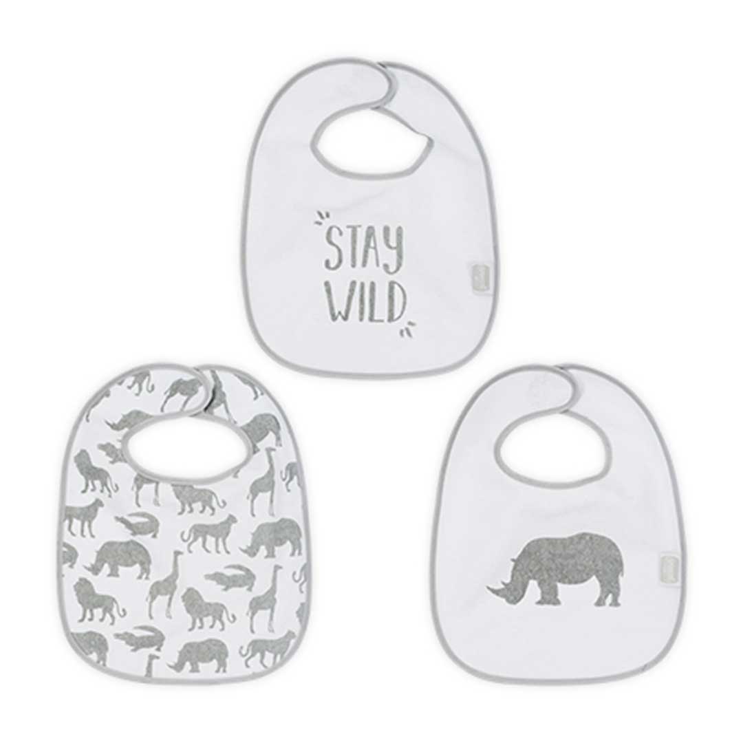 Set 3 bavete, Jollein Safari, gri