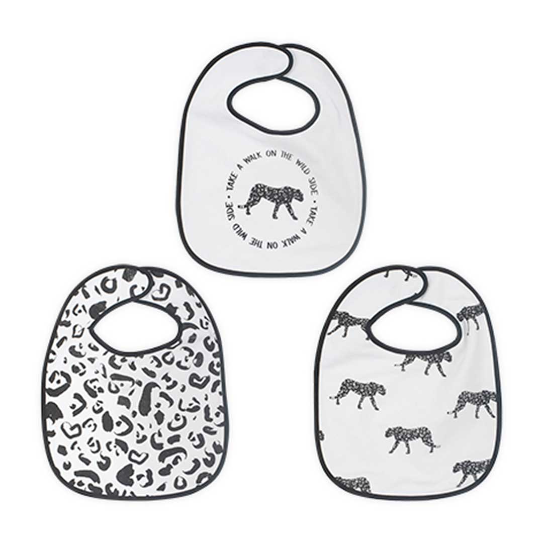 Set 3 bavete, Jollein Leopard, alb negru