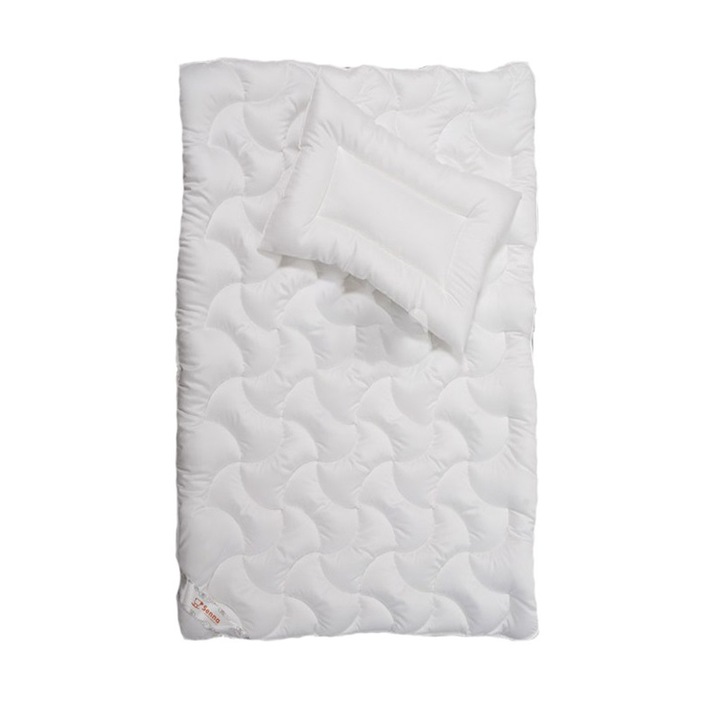 Set lenjerie de pat pentru copii pilota si perna Senna Baby Tencel LSBT1A, Alb