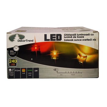 Ghirlanda luminoasa cu luminile Soarelui, DekorTrend, KDM 241, 240 LEDuri, lungime 19,2m, alb cald + alb iedera + rosu, cablu verde, cu cablu de alimentare 5m, interior-exterior Ghirlanda luminoasa cu luminile Soarelui, DekorTrend, KDM 241, 240 LEDuri, lungime 19,2m, alb cald + alb iedera + rosu, cablu verde, cu cablu de alimentare 5m, interior-exterior