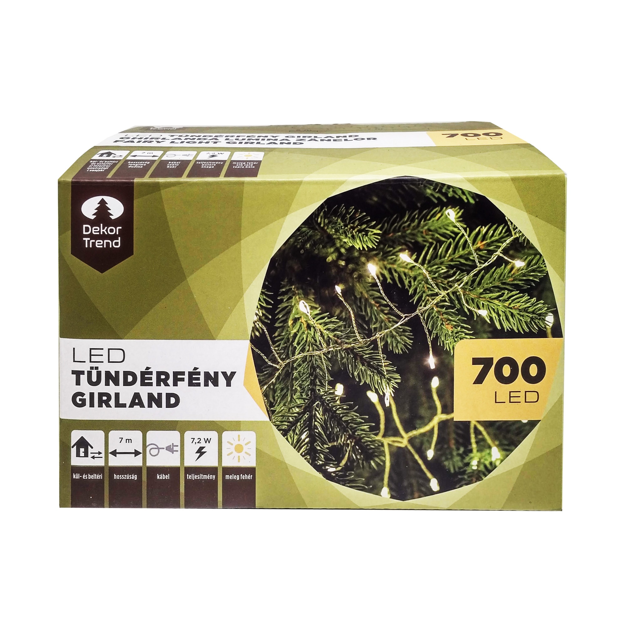 Ghirlanda deasa decor Lumina Zanelor, DekorTrend, KDC 712, 700 LEDuri, lungime 7m, alb rece, cablu argintiu, cablu de alimentare 5m, interior