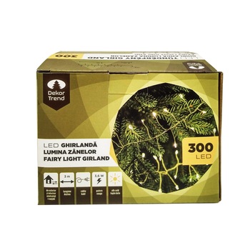 Ghirlanda deasa decor Lumina Zanelor, DekorTrend, KDC 311, 300 LEDuri, lungime 3m, alb cald, cablu argintiu, cablu de alimentare 5m, interior Ghirlanda deasa decor Lumina Zanelor, DekorTrend, KDC 311, 300 LEDuri, lungime 3m, alb cald, cablu argintiu, cablu de alimentare 5m, interior
