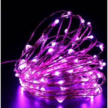 Instalatie pom Craciun cu fir de cupru, 10 m, 100 becuri LED Mov Instalatie pom Craciun cu fir de cupru, 10 m, 100 becuri LED Mov