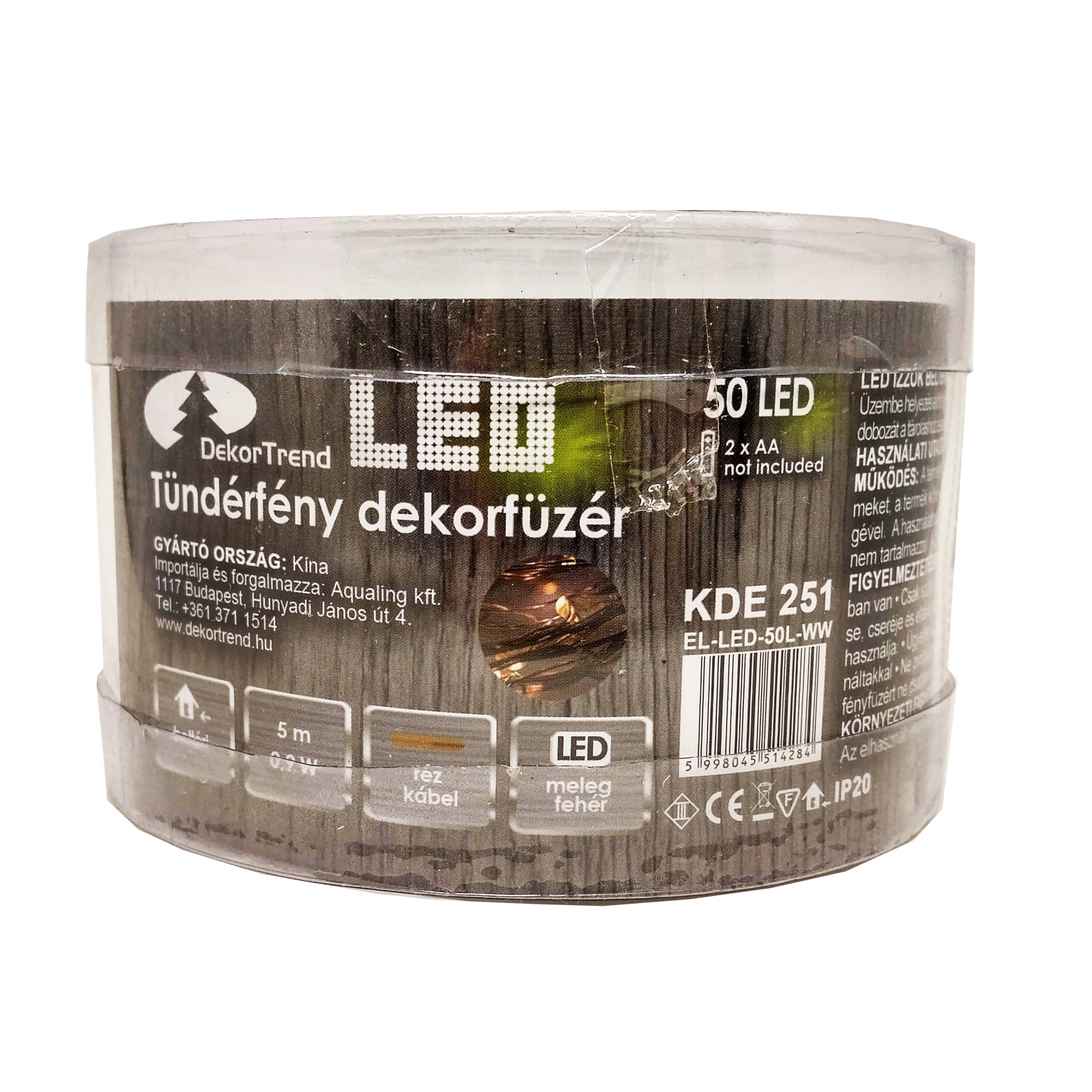 Ghirlanda decor Lumina Zanelor, DekorTrend, KDE 252, 50 LEDuri, lungime 5m, alb rece, cablu cupru, cablu de alimentare 0,25m, pe baterii, interior