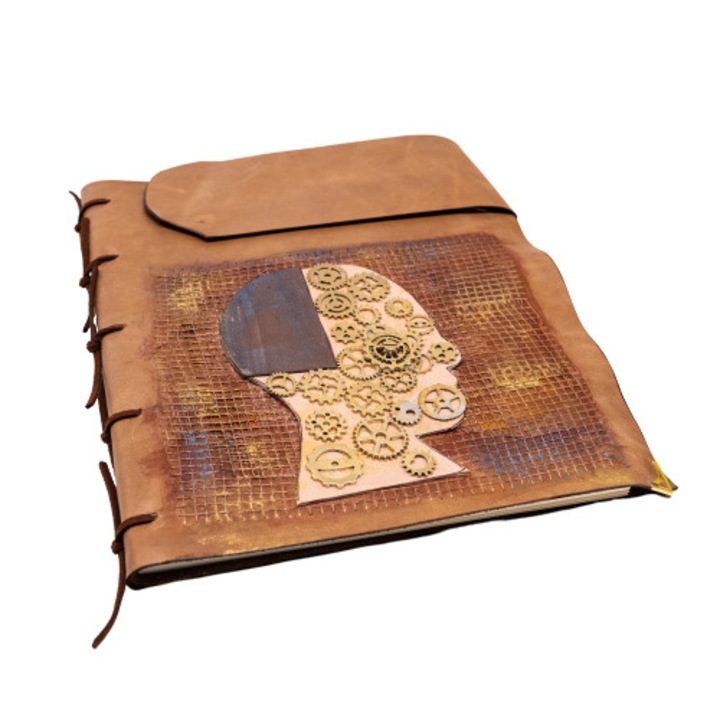 Agenda din piele naturala,lucrata manual, nedatata, maro