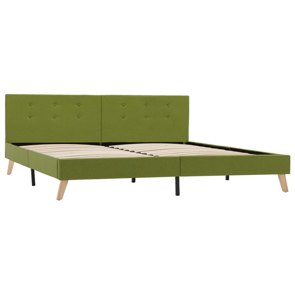 Cadru de pat dublu, tapitat, vidaXL, Lemn-Textil, 180 x 200 cm, Verde