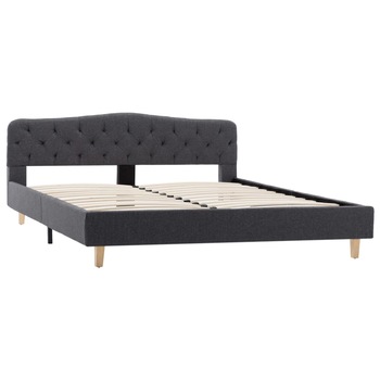 Cadru de pat dublu tapitat, vidaXL- Textil-Lemn, 160 x 200 cm, Gri inchis Cadru de pat dublu tapitat, vidaXL- Textil-Lemn, 160 x 200 cm, Gri inchis