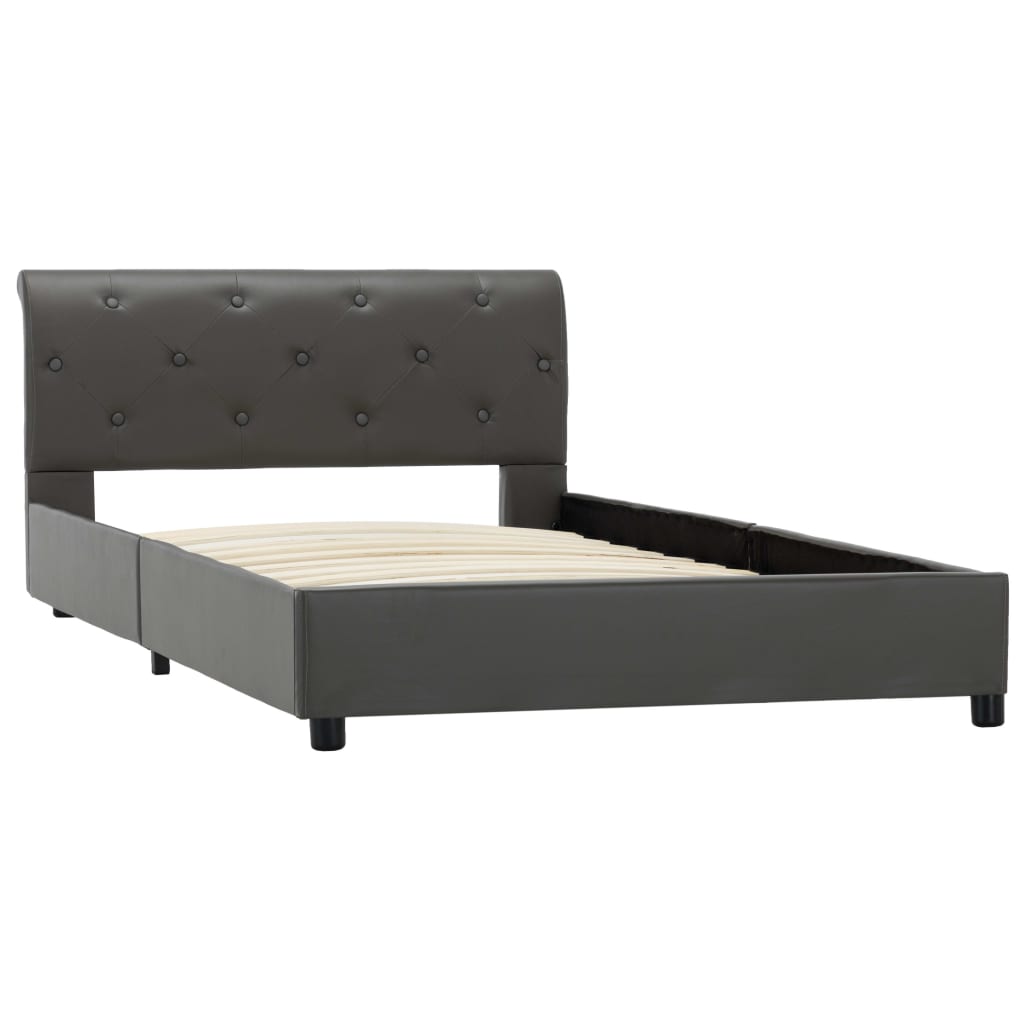 Cadru de pat vidaXL- Piele artificiala, 90 x 200 cm, Gri