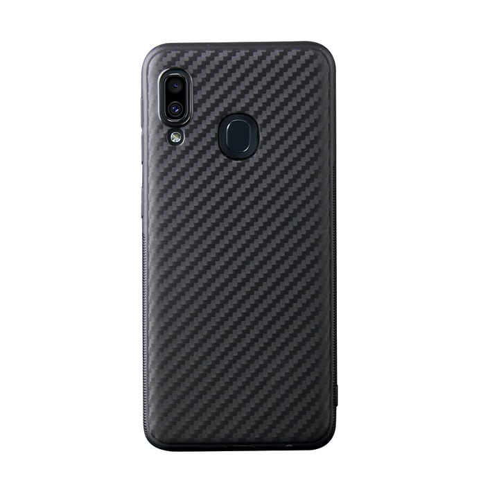 Husa pentru Huawei P Smart 2019, GloMax Perfect Fit cu insertii de carbon negru