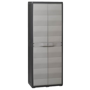Dulap de depozitare pentru gradina vidaXL, cu 3 rafturi, negru si gri 43703