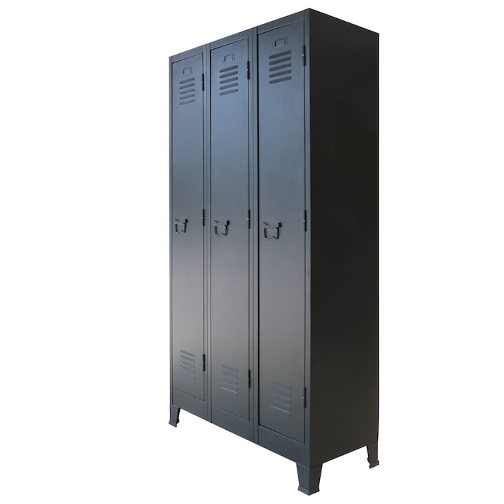Метален шкаф в индустриален стил vidaXL, 990х45х180 см, черен