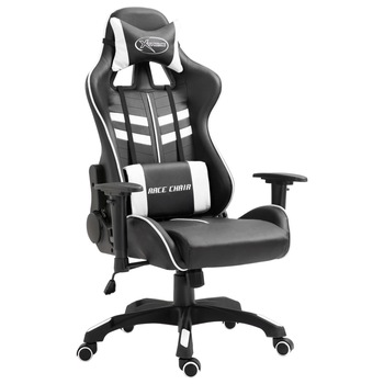 Scaun pentru jocuri, vidaXL, Alb cu negru, 68,5 x 68 x (118 - 125) cm Scaun pentru jocuri, vidaXL, Alb cu negru, 68,5 x 68 x (118 - 125) cm