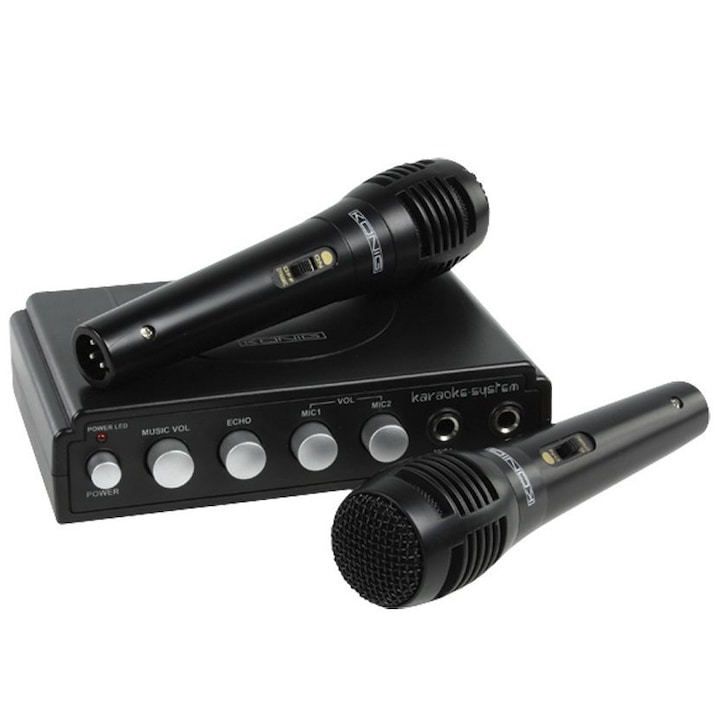 Nedis karaoke keverő szett 2 mikrofonnal, fekete (MIXK050BK)