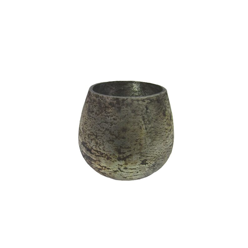 Vaza de sticla, auriu, efect marmorat, 18x15 cm