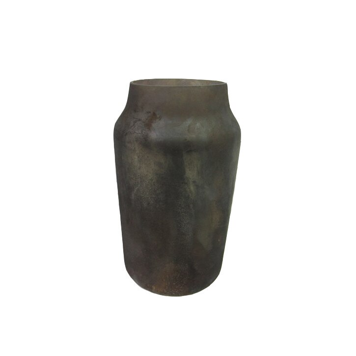 Vaza de sticla, efect marmorat, auriu, 15x27 cm