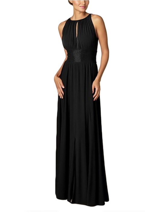 Hosszú ruha széles övvel, Eviza, fekete,L méret