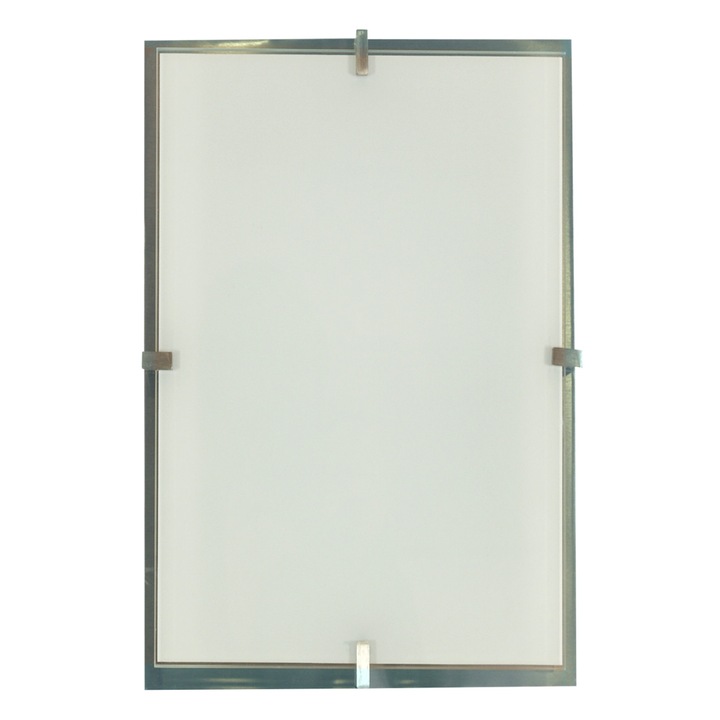 Plafoniera Frena, Otel/Sticla, 2x60W, 40x20x8 cm, Argintiu