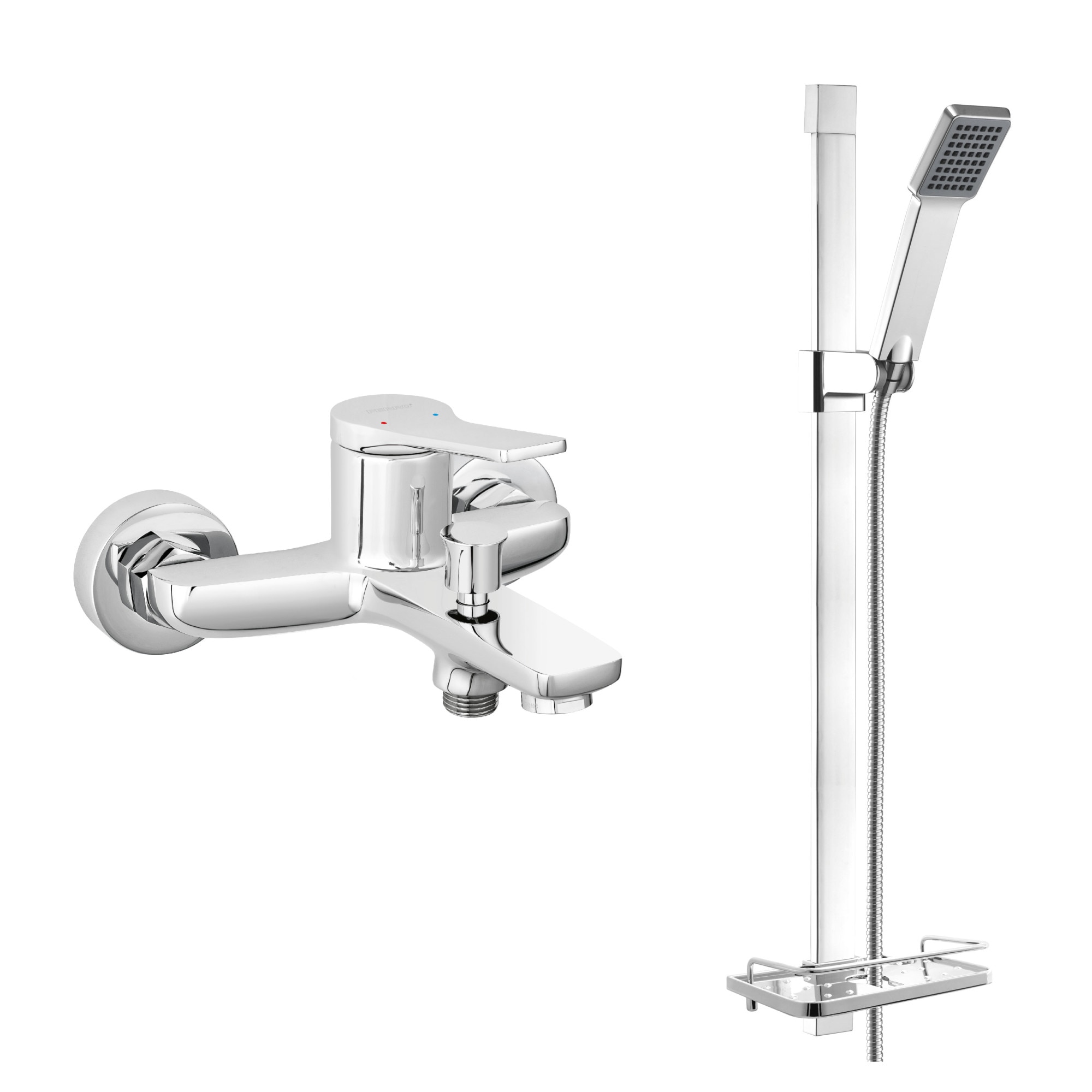 Set FERRO STRATOS 2in1: Baterie cada-dus + Set dus Quadro cu 1 functie, ploaie, crom