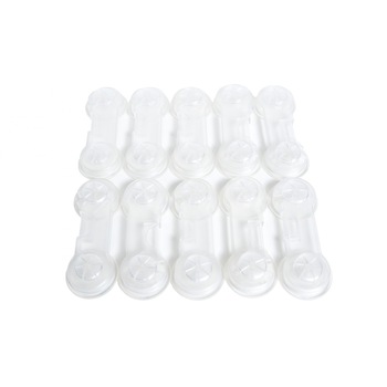 Set 10 sigurante fixe pentru usi si sertare dulap transparent, 9.7x3.7x2.5 cm Set 10 sigurante fixe pentru usi si sertare dulap transparent, 9.7x3.7x2.5 cm