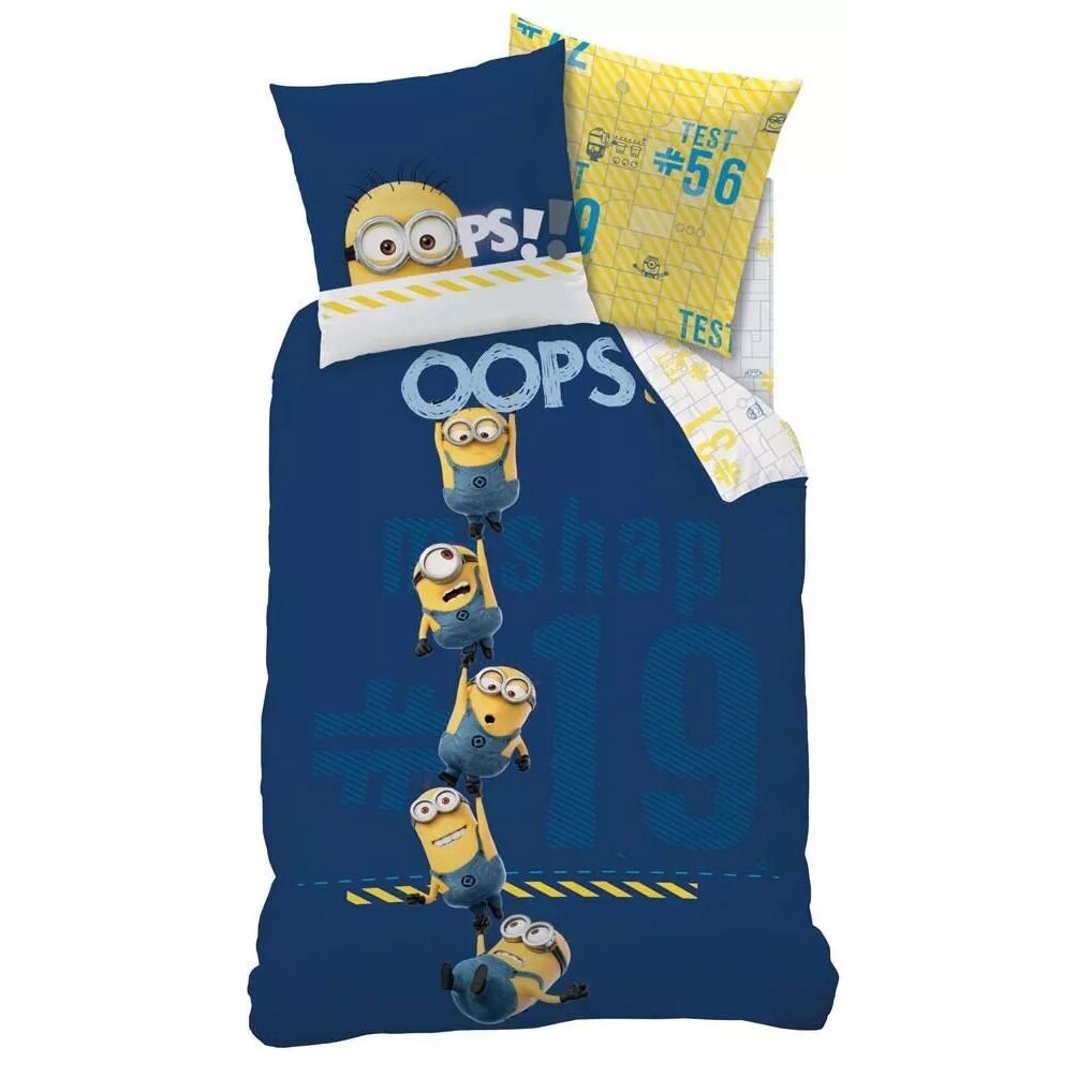 Lenjerie de pat bumbac 100%, 2 piese, Albastru/Galben