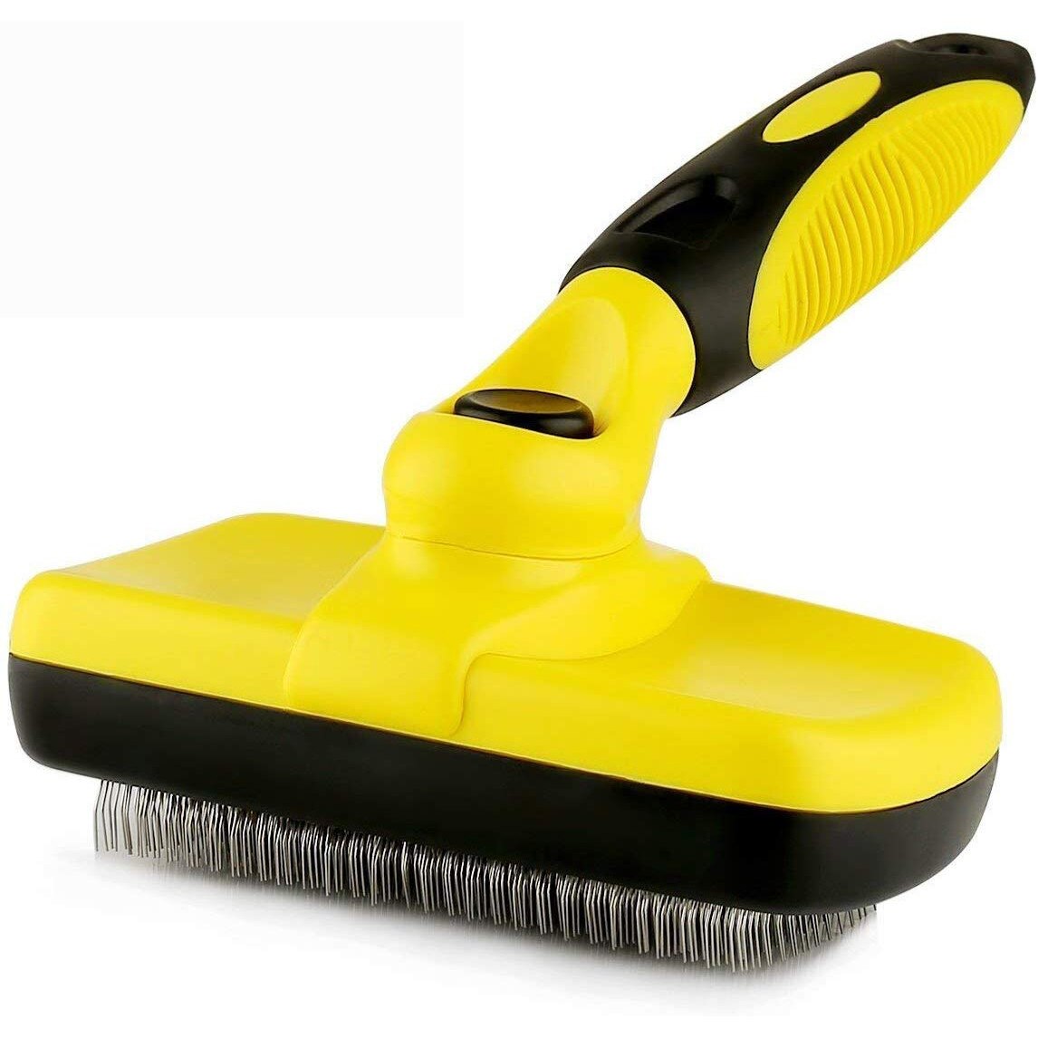 Perie cu auto-curatare pentru caini, pisici si alte animale de companie, AEXYA, galben cu negru