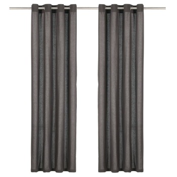 Set de 2 draperii opace cu inele metalice, vidaXL, Bumbac, 140 x 225 cm, Gri Set de 2 draperii opace cu inele metalice, vidaXL, Bumbac, 140 x 225 cm, Gri