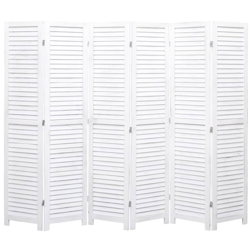 Paravan de camera 6 panouri, vidaXL, Lemn, 210 x 165 cm, Alb