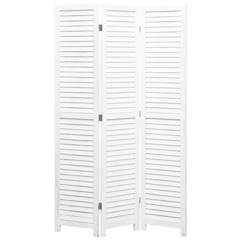 Paravan de camera 3 panouri, vidaXL, Lemn, 105 x 165 cm, Alb