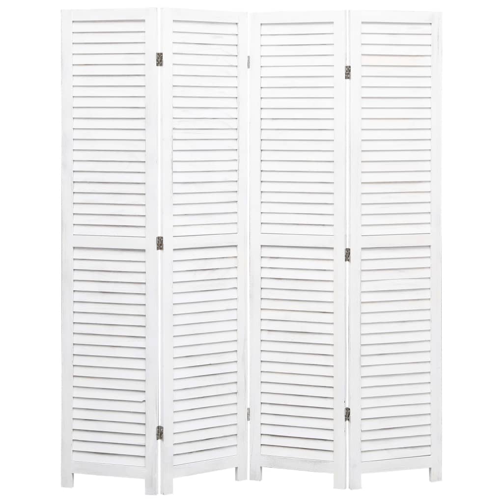 Paravan de camera cu 4 panouri vidaXL, Lemn, 140 x 165 cm, Alb