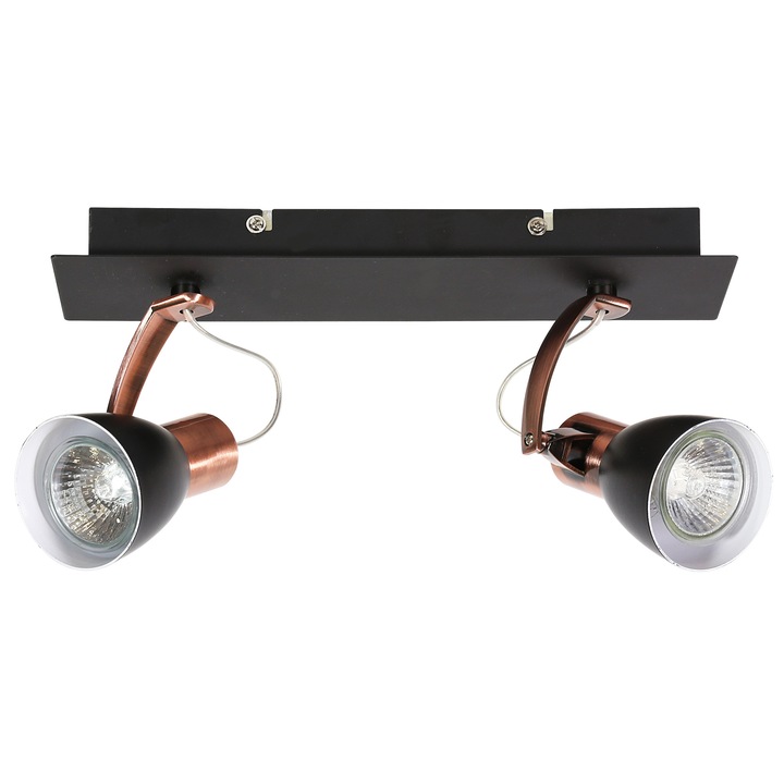 Lustra Markus, 2x50W, Otel/Metal, 17x30 cm, Negru/Maro