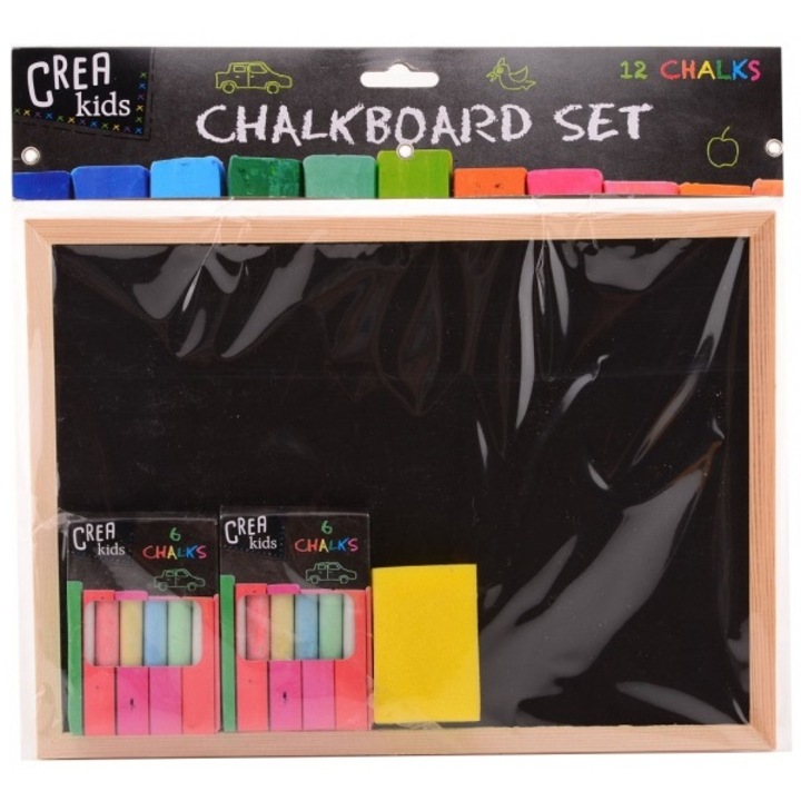 Дъска John Toys, Дървена рамка, Тебешир, Гъба, 21 х 30 см