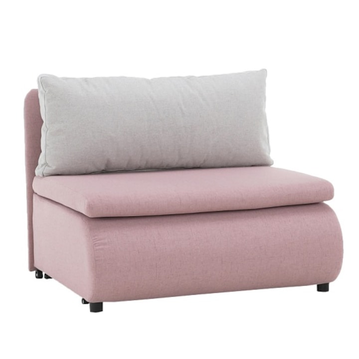 Keny fotel ágyfunkcióval ágyneműtartóval Pasztell rózsaszín fotelágy