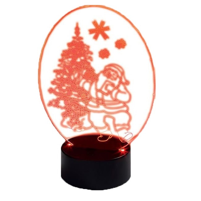 Ornament Craciun, acryl led, 6 culori, 10 led-uri, 14 x 19.50 cm, brad - Mos-Craciun, Dekor